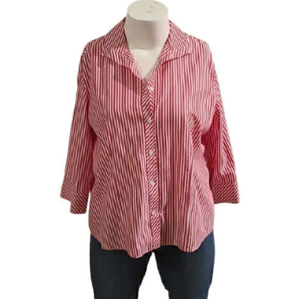 [Chico's] Pink & White Striped Button Down-Sz 3